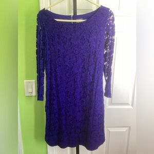 Vince Camuto Royal Blue Lace Long Sleeve Dress, size 10